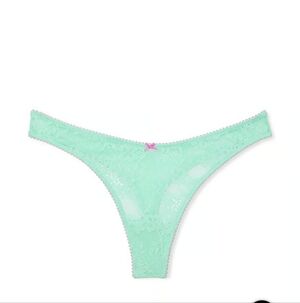 Victoria's Secret Tease Lace Thong Teal And Pink Trim Panties XL NIP